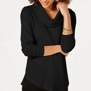 NWT Style & Co Women’s Small Petite Cowl Neck Waffle Knit Long Sleeve Casual Top